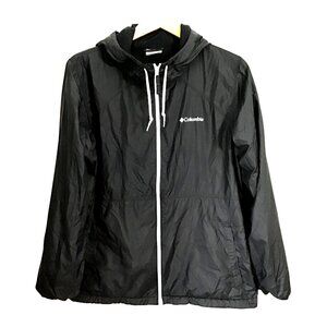 Columbia Black Hooded Lightweight Jacket Zip Front & Drawstring Size L